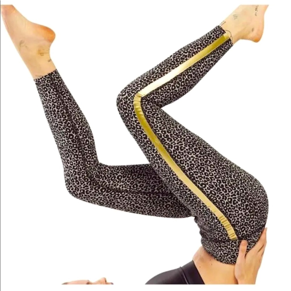 NWT $95 Fierce and Regal The Leopard w/gold stripe High Rise Designer Legging XS